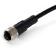 M12防水连接器 4pin A型编码预铸式带线型母头直式防水不带屏蔽插头1M AWG22