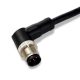 M12连接器 4pin 公头弯头A型编码屏蔽型预铸式带线型防水插头1M AWG22