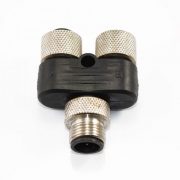 M12 Y-型分接头连接器公头转母头直式工业防水连接器