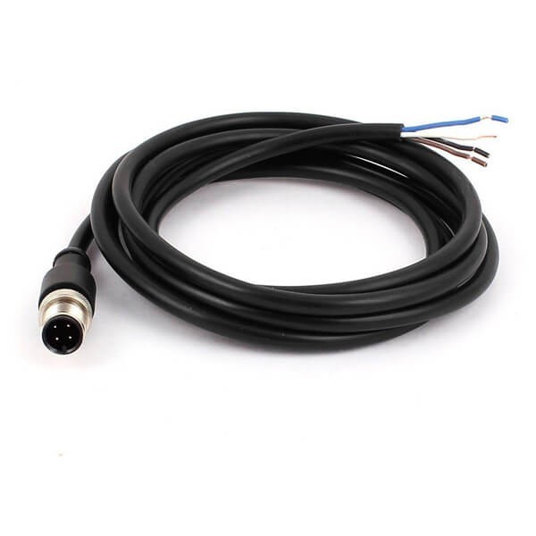 注塑线M12-4P直头A扣不带屏蔽公头单边注塑连接器接头2M AWG22 注塑线M12-4P直头A扣不带屏蔽公头单边注塑连接器接头2M AWG22