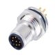 M12连接器8pin A型板端公座PCB插板式前锁工业防水传感连接器