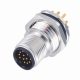 M12工业防水传感连接器 12pin A-型 板端公座子PCB插板式 前锁板