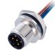 M12 防水连接器5pin A型板端公座带屏蔽后锁焊接带线50CM AWG22