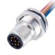 工业防水插头M12 A Code 8芯前锁板公插座带屏蔽焊线座子带线1M AWG24