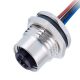 M12防水连接器3芯母头前锁板A扣焊线座子带线1M AWG22带屏蔽