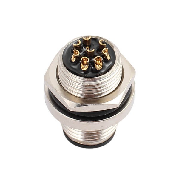 M12 8芯公头板端后锁板焊线插座防水连接器10PCS M12 8芯公头板端后锁板焊线插座防水连接器10PCS