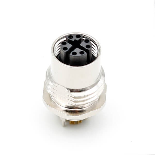 M12接头X编码8芯公头PCB板安装带屏蔽工业连接器穿墙式工业防水 M12接头X编码8芯公头PCB板安装带屏蔽工业连接器穿墙式工业防水
