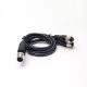 m12航空电缆插头A编码5芯一公转两母成型式注塑线不带屏蔽50CM AWG22