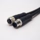 电缆接头m12四芯A编码公对母直式带屏蔽注塑线1M AWG22