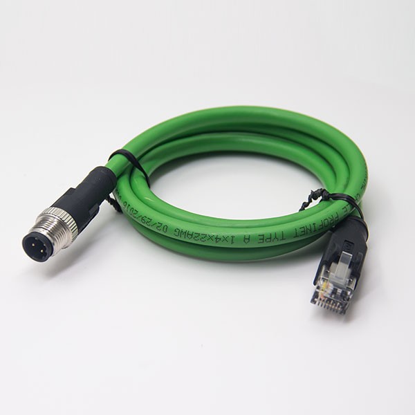 M12接头d型接头4芯公头转RJ45水晶插头连线1米不带屏蔽AWG22 M12接头d型接头4芯公头转RJ45水晶插头连线1米不带屏蔽AWG22