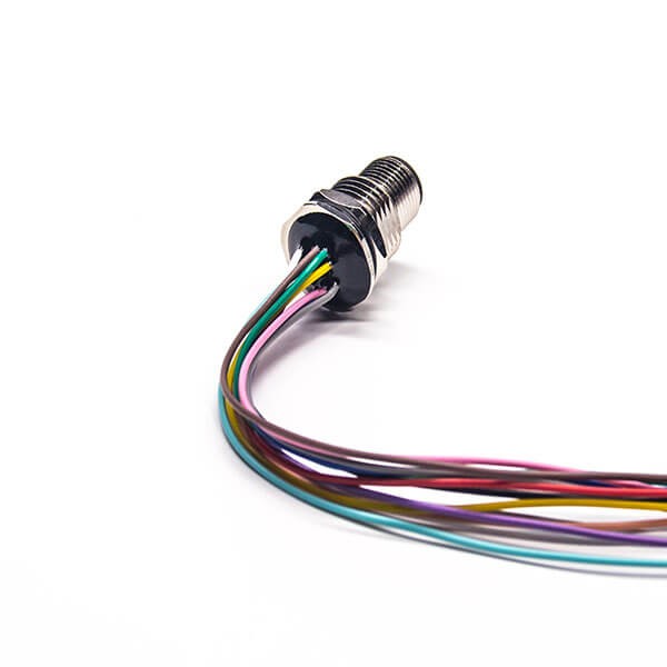 M12连接器12芯A编码单边公头接线带屏蔽防水插座1M AWG26 M12连接器12芯A编码单边公头接线带屏蔽防水插座1M AWG26