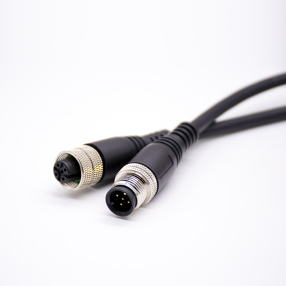 m12连接器5孔公转母有直式m12注塑线A编码
