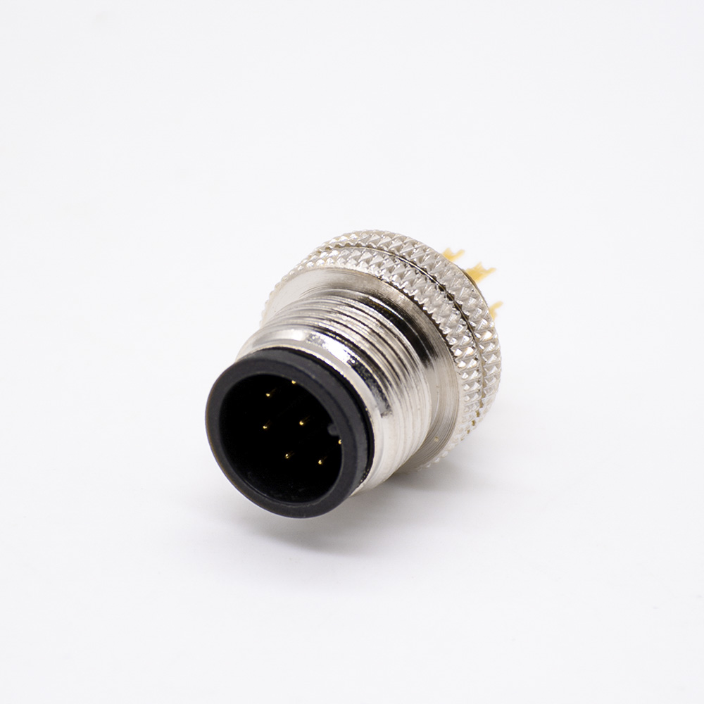 m12连接器8针直式注塑公头焊杯不带屏蔽A扣