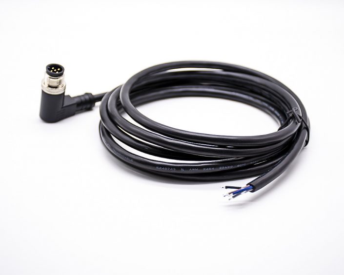 M12连接器5芯A编码公头90°弯头注塑成型式单边线2M不带屏蔽 M12连接器5芯A编码公头90°弯头注塑成型式单边线2M不带屏蔽