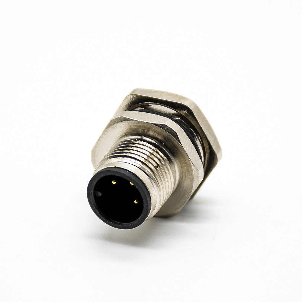 M12传感器连接器A扣180°接线后锁板防水3芯公插座