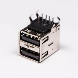 usb2.0双层母座母头弯式黑色胶芯