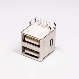 2.0双层usb母座type a弯式插孔接PCB板