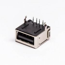 usb 2.0 a母座dip黑色全屏蔽式弯头