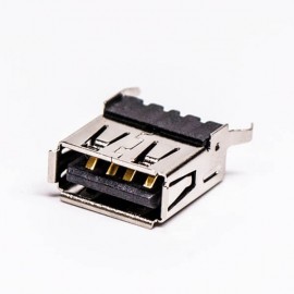 usb type a 母座直式黑胶DIP半包塑壳