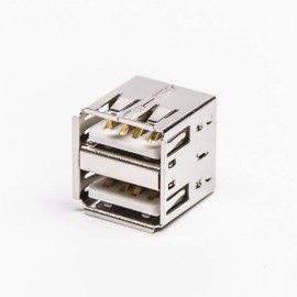 usb双层母座直式插板白色胶芯type a