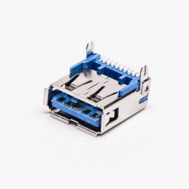 usb3.0母座弯头smt贴片式蓝色胶芯接PCB板 usb3.0母座弯头smt贴片式蓝色胶芯接PCB板
