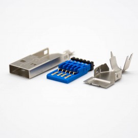 USB 3.0公头A型直式9芯焊线连接器
