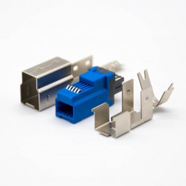 USB-b 连接器9芯公头直式3.0焊线三件套金属外壳