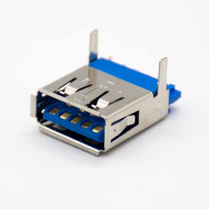 typeA USB3.0母头180度直式焊线带直角面板安装连接器