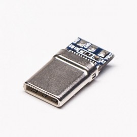 C Type USB接口直式180度24针公头带PCB板焊线