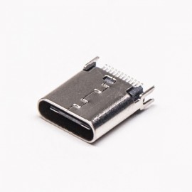 Type C接口直式24针母头连接器带夹板直插式接PCB板