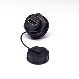 HDMI AF 防水插座19p防水等级IP67板尾部带针插座